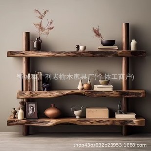 New Chinese-style Duobao Pavilion Decorations Storage Rack Old Elm Bogu Rack with Silent Wind Partition Porch Tea Storage Cabinet