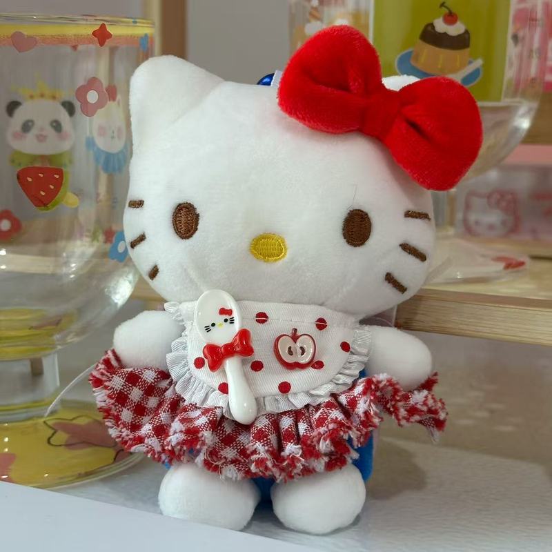 可爱kitty苹果围兜包包挂件毛绒公仔背包挂饰玩偶钥匙扣女生礼物|undefined