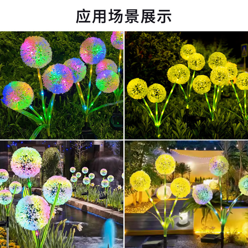 Solar Three-Head Onion Flower Lawn Lamp Outdoor Garden Courtyard Ground Plug-In Luminous Decorative Landscape Lamp Cross-Border