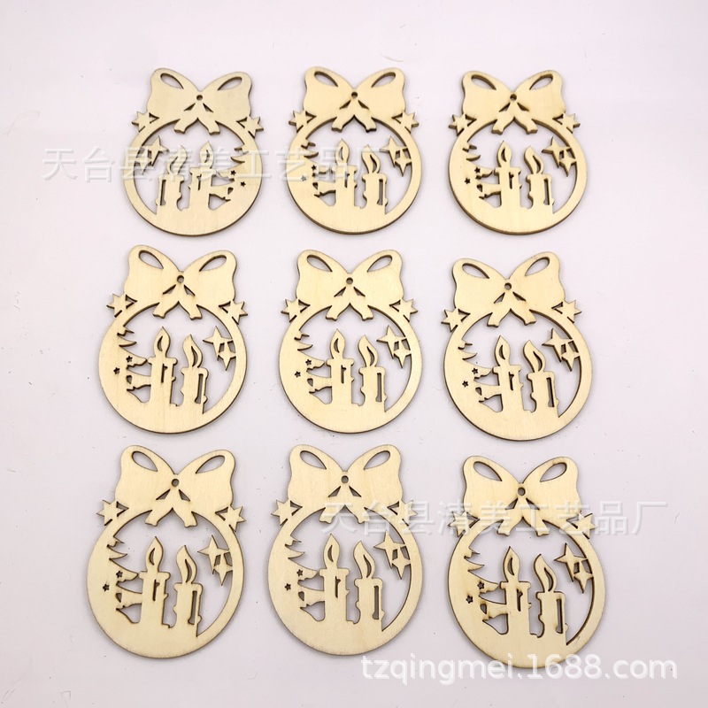 Tronco hueco campana de Navidad vela hoja de madera decoración vela de Navidad colgante 10 paquete con cuerda de cáñamo