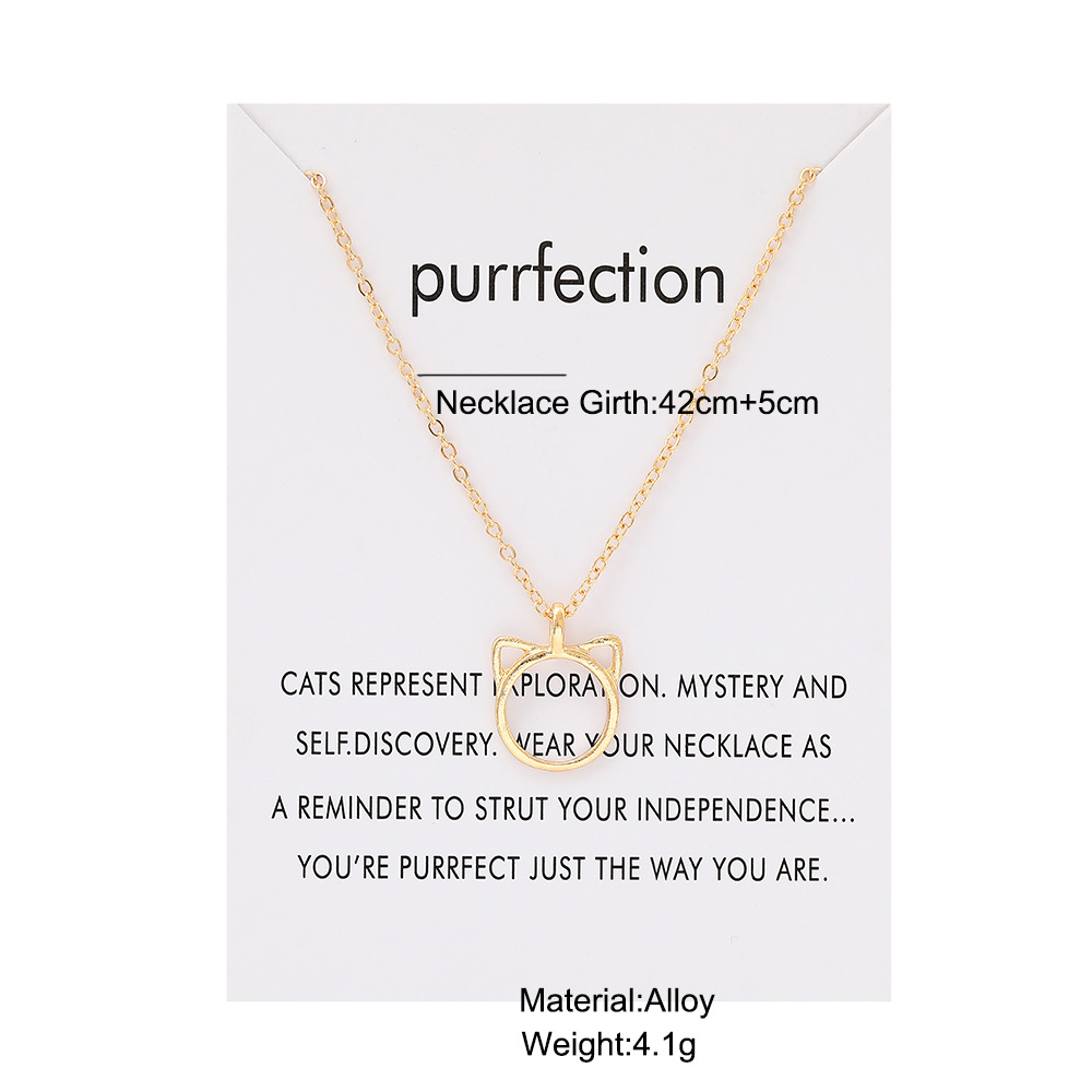 creative pearl feather retro letter paper card butterfly elephant cat necklace wholesale