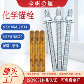 化学锚栓碳钢镀锌含胶管锚固螺丝幕墙配件锚栓m8m10m12化学螺栓