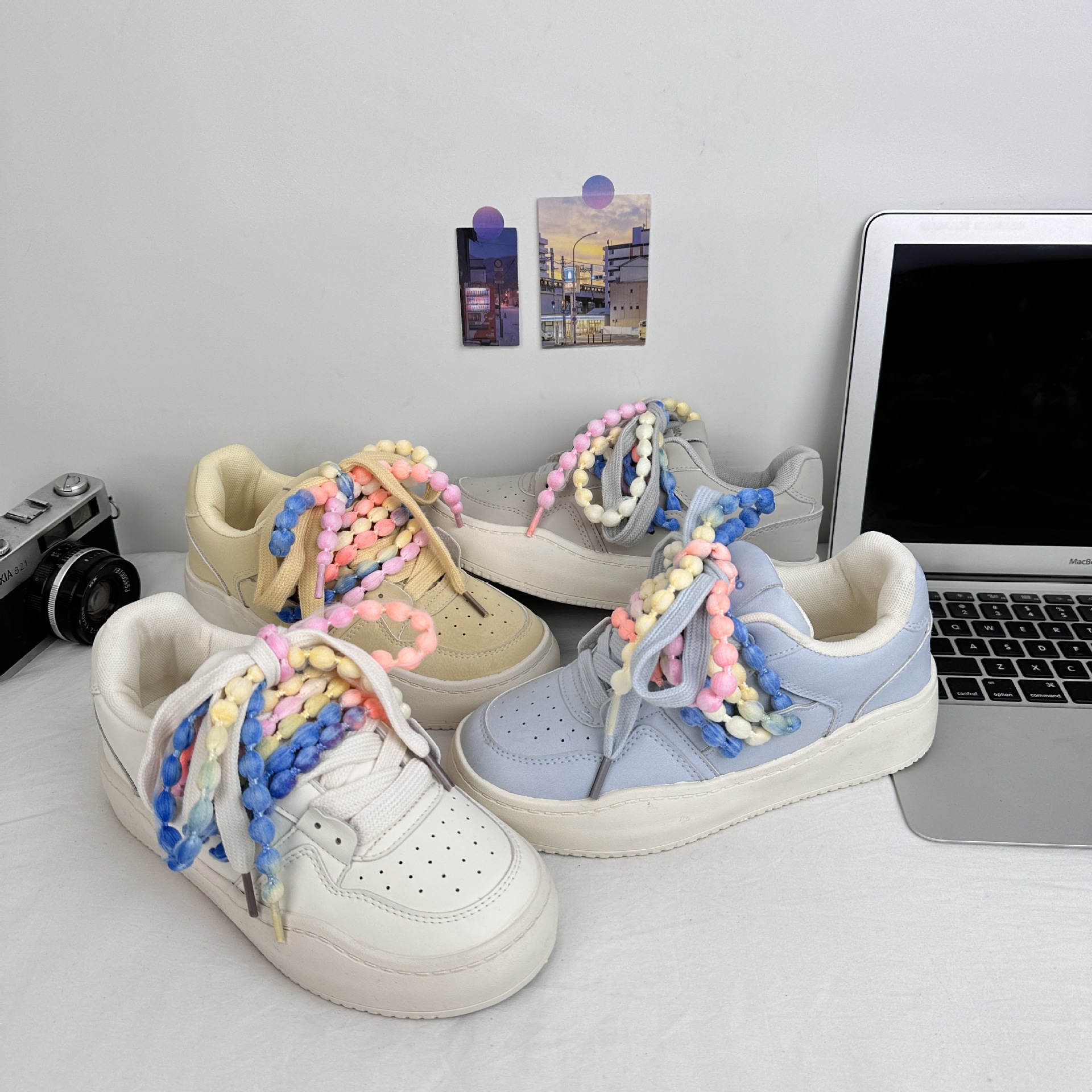 Yuanbo 2025 primavera nuevas zapatillas de deporte moda de las mujeres zapatos blancos bajos deportes y ocio zapatos de lona coreanos