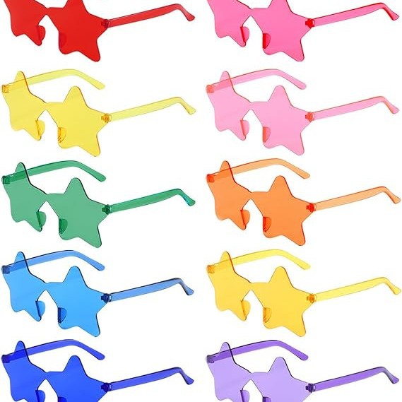 Gafas de Sol de Estrella de Cinco Puntas Sin Marco de Plástico PC Decorativas para Fiesta