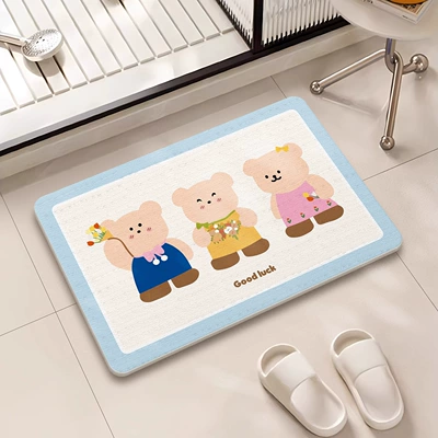 Mat Shower Room Door Absorbent | Avtomobil döşəmə paspasları - bouquet-bear-square-white-background-396009cm