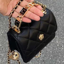 情思山茶花小香风菱格迷你包女夏季高级感手提斜挎包百搭精致小包