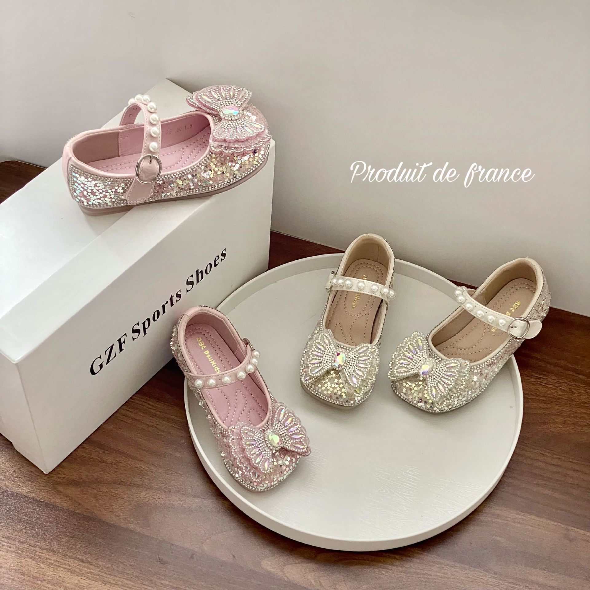 Girls Princess Shoes 2025 Autumn New Children's Small Leather Shoes Crystal Shoes Soft Sole Baby Shiny Bow Shoes