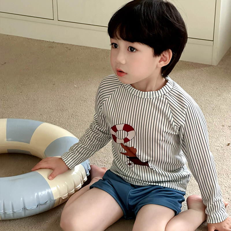 Traje de Baño de Dos Piezas Manga Larga para Niños de Poliéster para Natación