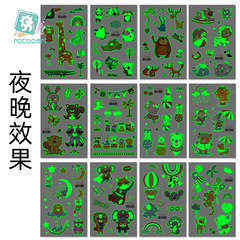 瑞卡龍新款跨境夜光動物紋身貼 防水卡通老虎兒童紋身貼紙 tattoo