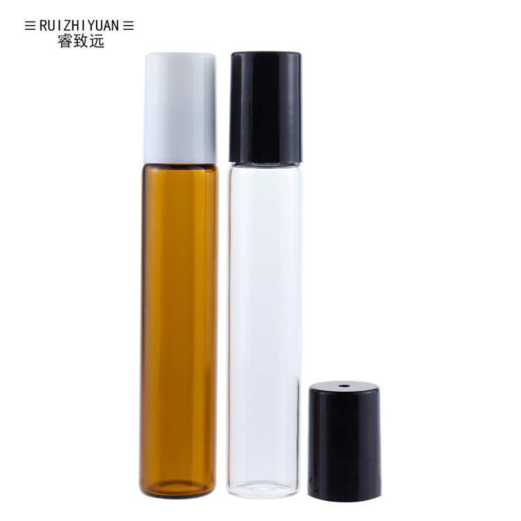 10ml棕色/透明滚珠瓶 香水瓶 走珠瓶 玻璃瓶 配套玻璃珠+塑料盖