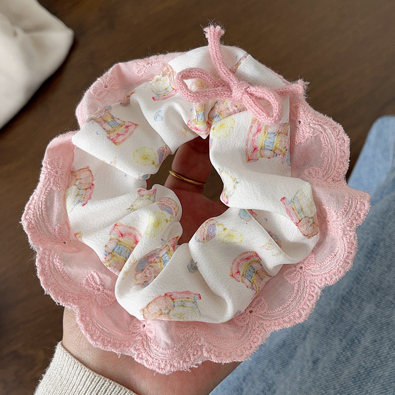 Coreano de encaje a cuadrícula anillo de cabello de intestino para mujeres 2026 nuevo estilo de cabello in-viento de gran tamaño bolas de cabello flor de tocado