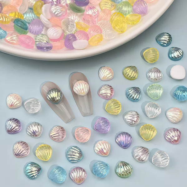 Cross-Border Aurora Shell Nail Art Accessories Ocean Series Colorful 3D Small Shell Resin DIY Nail Decoration Accessories