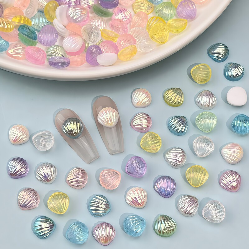 Cross-Border Aurora Shell Nail Art Accessories Ocean Series Colorful 3D Small Shell Resin DIY Nail Decoration Accessories