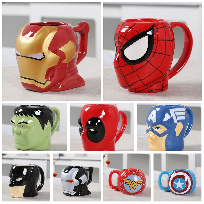 Copa de cerámica de los Vengadores cuidadosamente seleccionada Spider-Man Hulk Thor Iron Man Superman taza de café taza de agua