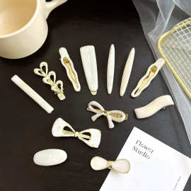 时尚网红风发饰女 个性少女甜美一字夹 奶油系侧边碎发刘海夹批发