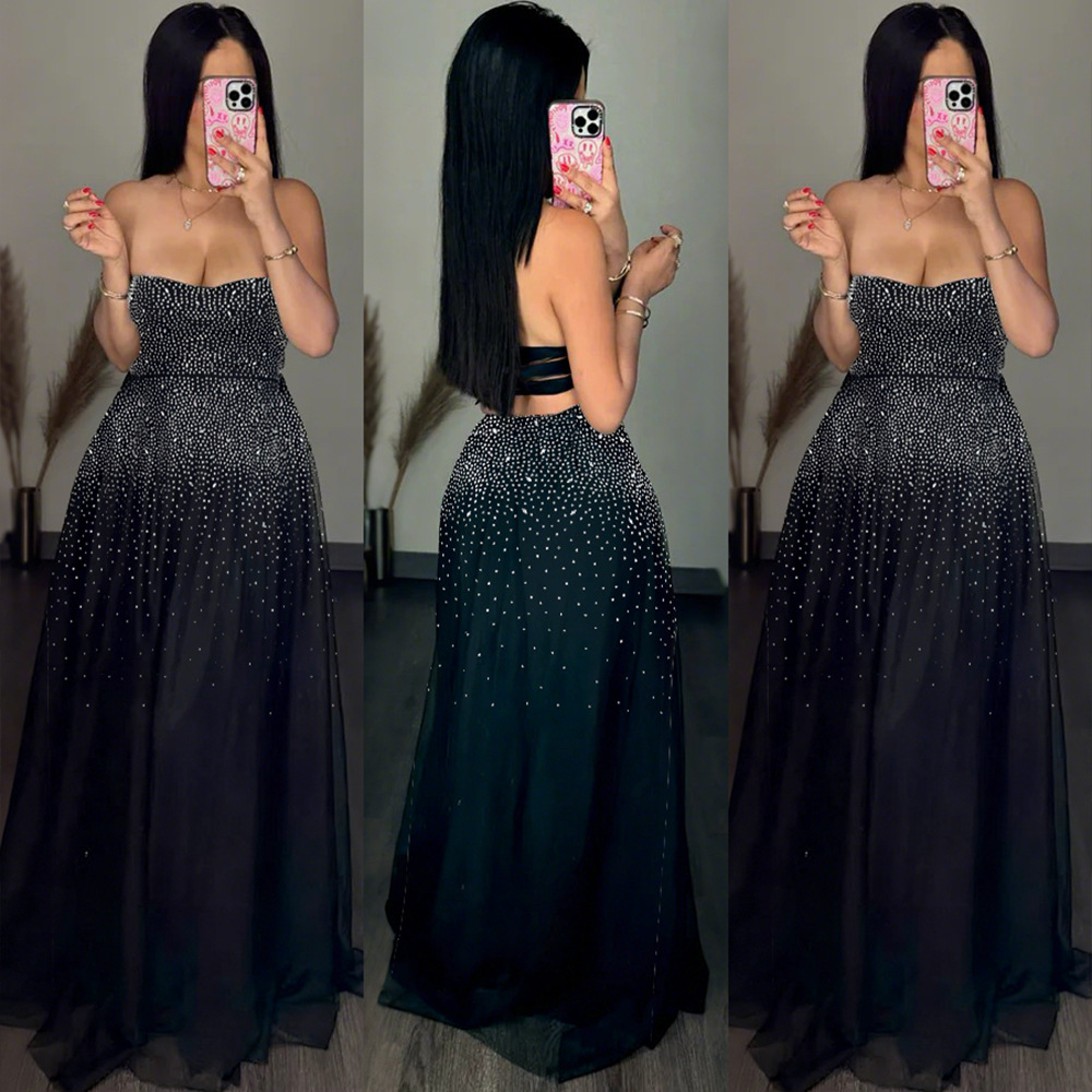 Strapless Bodycon Bandage Dress With Rhinestone Detail For Night Out Party Cocktail Club_ecoleips.com