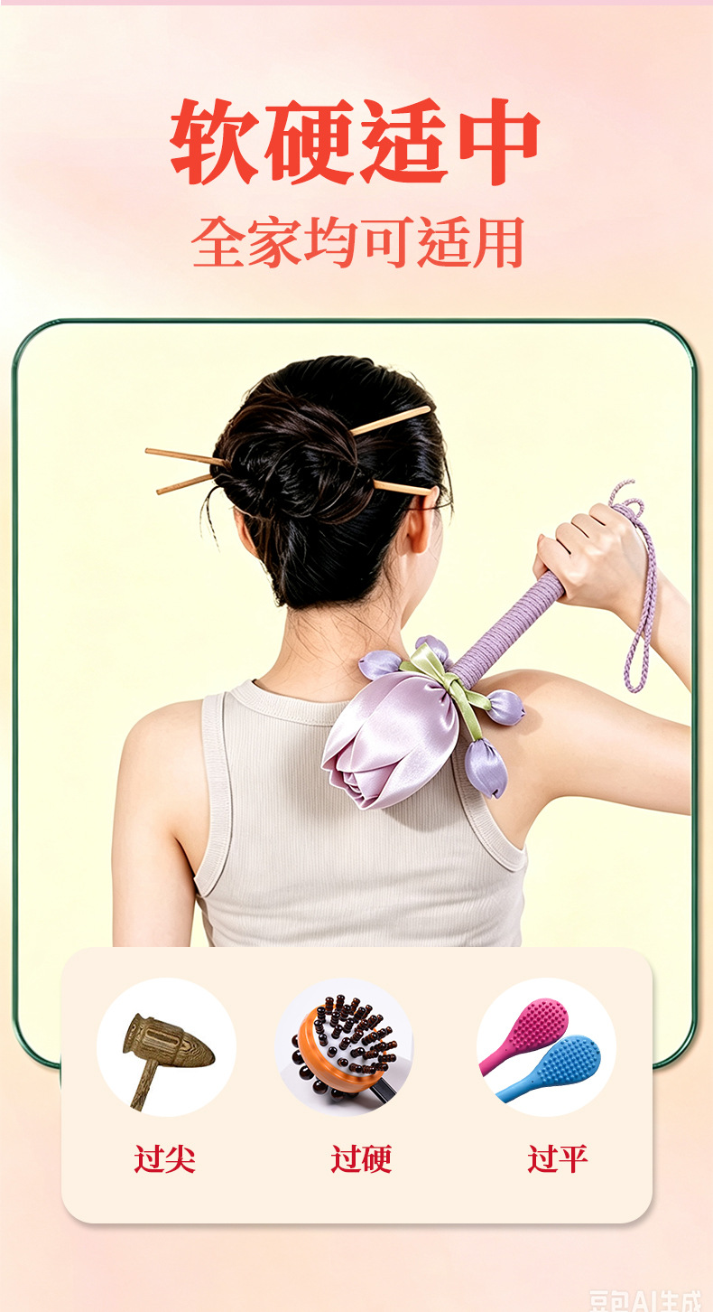 Tulip Mugwort Hammer Massage Tapping Tool 26cm Blue Floral Design for Neck Shoulder Waist and Legs key features