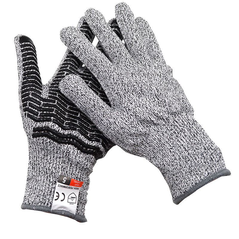 工厂直供5级食品级防割手套厨房防护手套 单面点胶 防割防滑