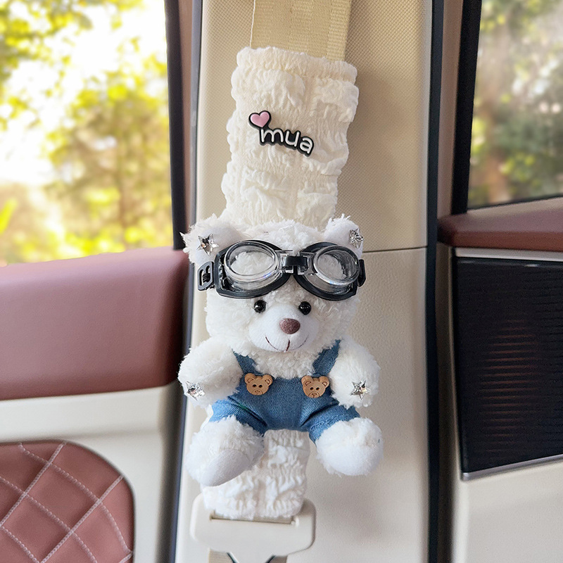 Funda Protectora de Peluche para Cinturón de Seguridad de Auto de Poliéster Decorativo Antiestrangulamiento