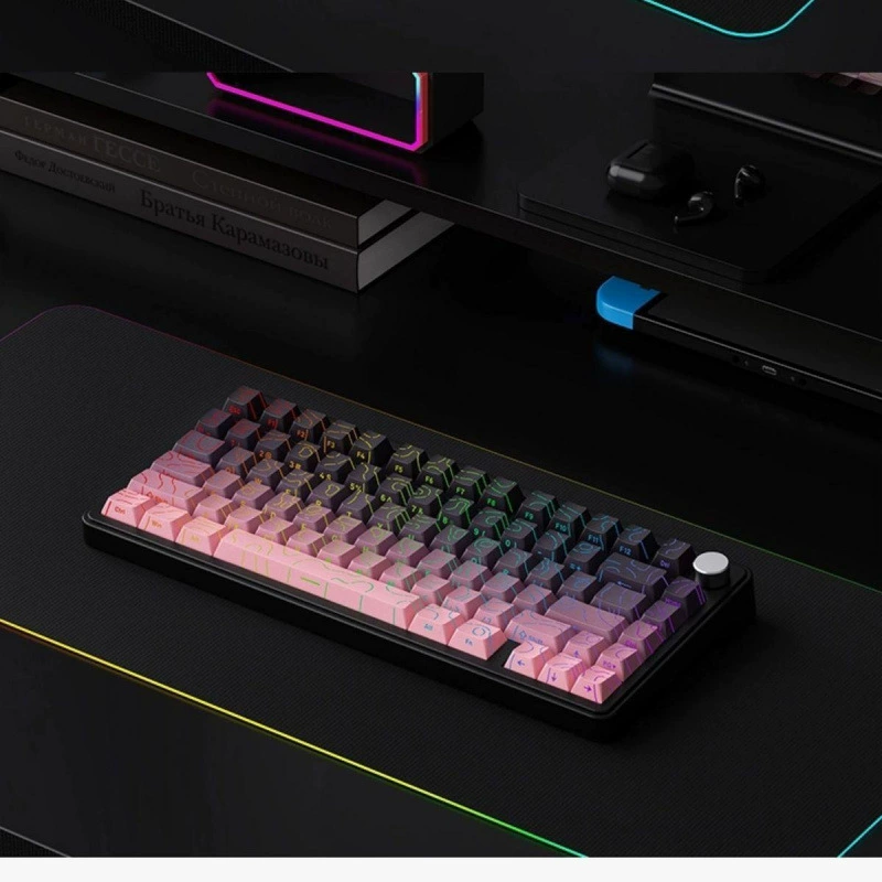 Набор боковых гравированных кейкапов из черного PBT, контур 4.0, оригинальная высота, градиент, полный комплект (130 клавиш)