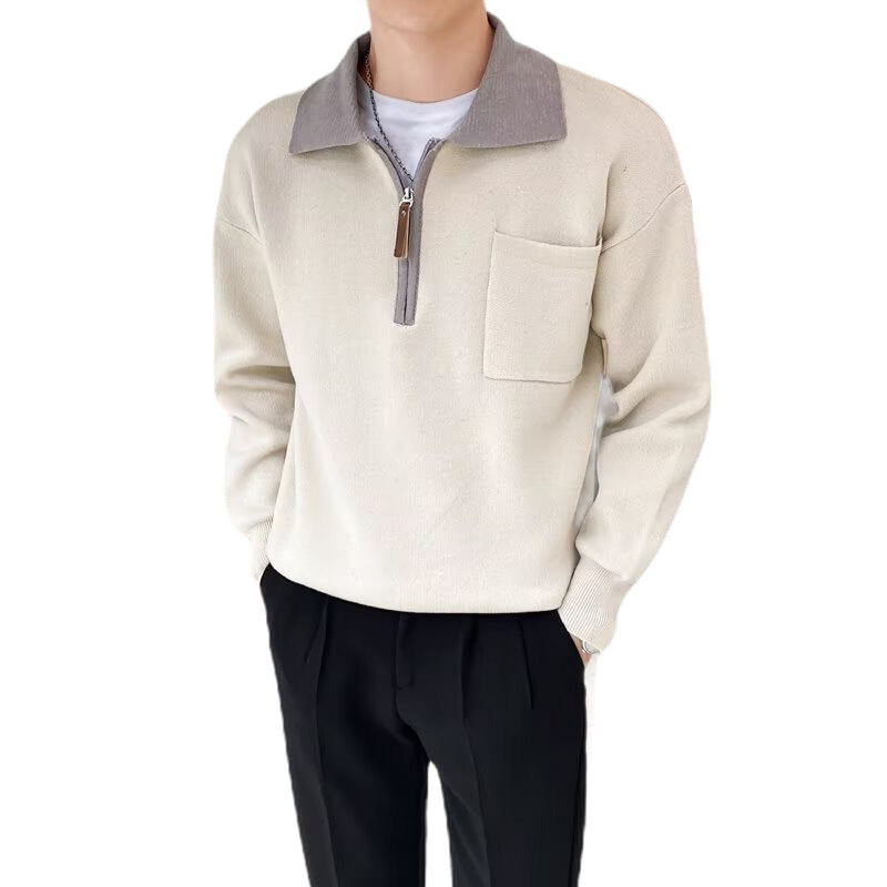 Explosiones transfronterizas de tamaño grande europeo polo camiseta con solapa camiseta de punto suéter hombre color viejo dinero fábrica de negocios al por mayor