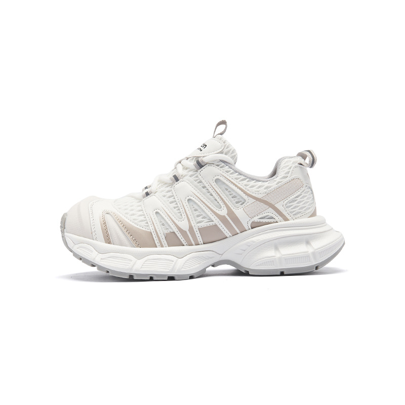 Augustion zapatos de papá de suela gruesa para mujer 2025 nuevos zapatos para correr casuales de malla de verano zapatos blancos deportivos ligeros