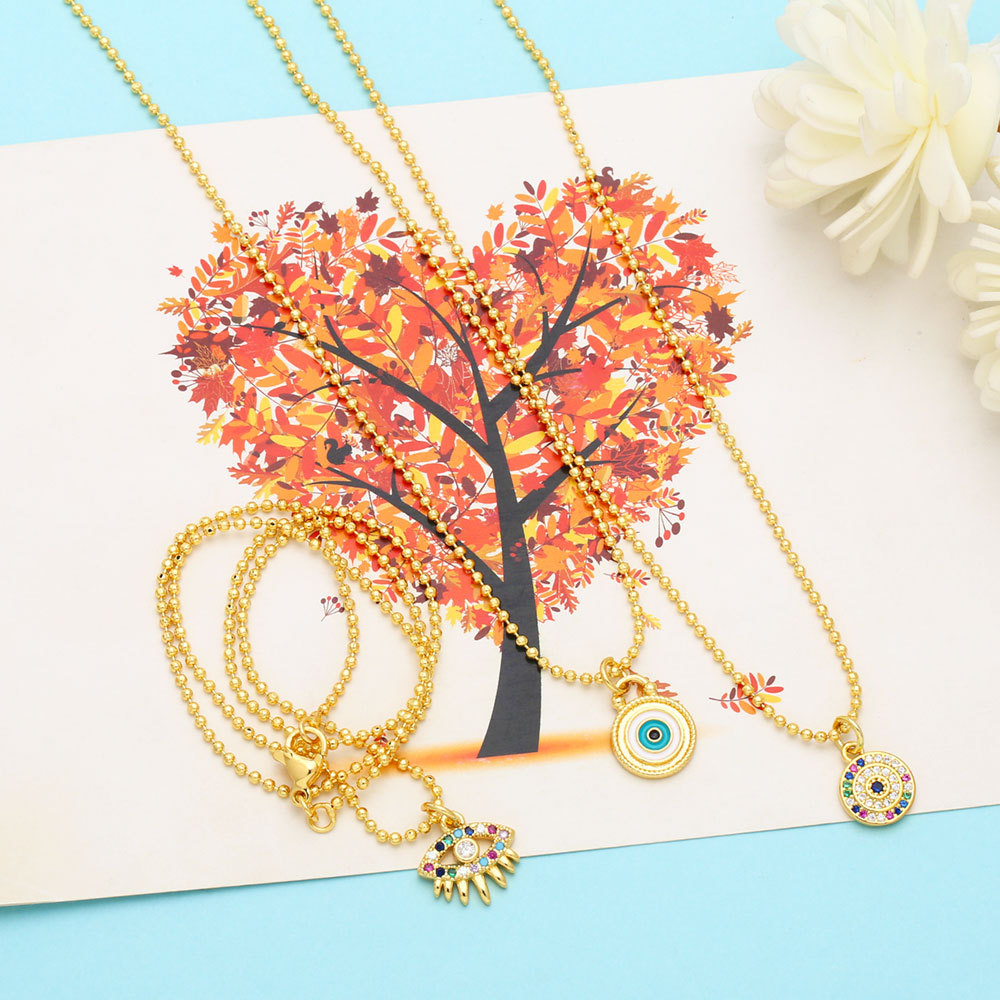 Fashion Devilu0027S Eye Copper Plating Inlay Artificial Diamond Pendant Necklace 1 Piece