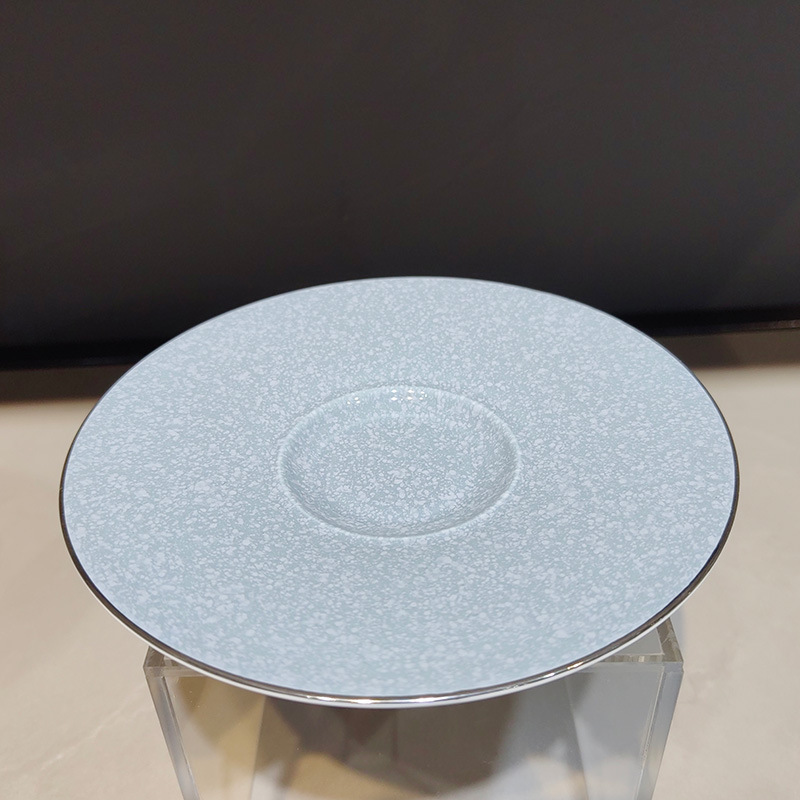 ホテル会場宴会場高級ボーンチャイナ色釉食器セット金縁雪片グレー新中式テーブル装飾直送|undefined