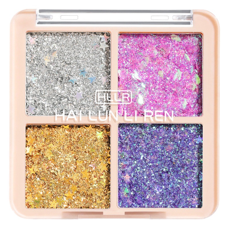 Children's Day Stage Performance Large Glitter Four-Color Eyeshadow 61St Day Party Dance Stage Fine Glitter 4-Color Glitter Eyeshadow