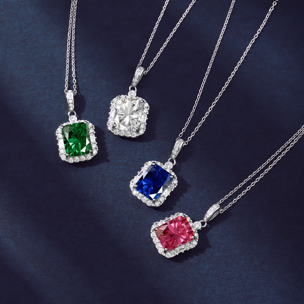 1 Piece Quantity Holiday Occasion 925 Sterling Silver Zircon Plating Inlay Square Pendant Necklace
