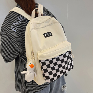 Checkerboard College Style Junior High School Student Schoolbag Large Capacity Backpack Female Trendy Brand Korean Style Plaid Casual Backpack