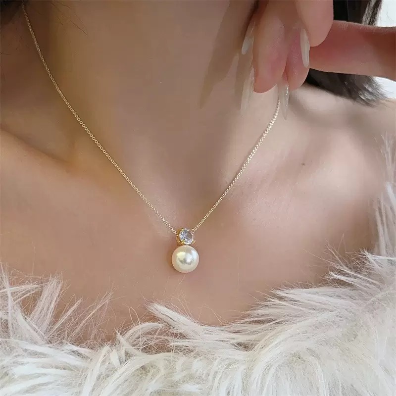 O343 골드 O자형 체인 화이트 펄