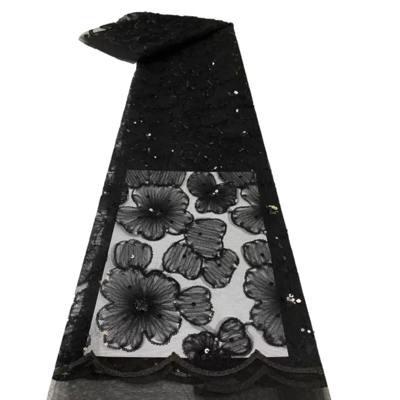 厂家直销 汉服裙网纱海棠珠心钩花绣花 蕾丝花边面料刺绣布料