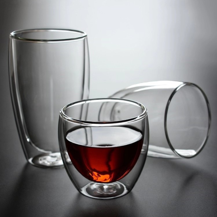 Taza de vidrio de doble capa resistente a altas temperaturas creativa de doble capa de aislamiento térmico taza de café de leche transparente en forma de huevo taza de agua