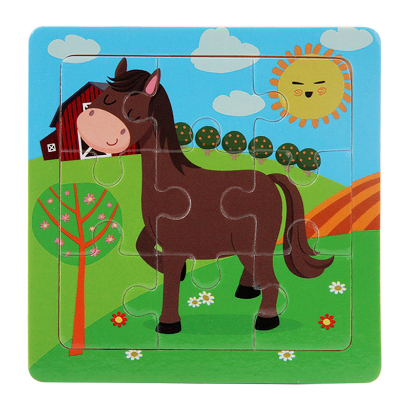 Puzzle infantil de madera mini 9 piezas puzzle puzzle puzzle animal de color pensamiento puzzle juguetes puzzle puzzle