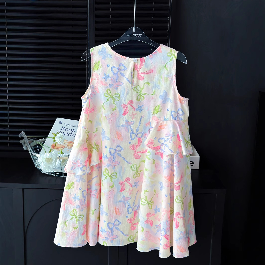 Girl's Summer dress 2025 New Children's Western Style Fashionable Baby Girl's Summer Casual Floral Vest Skirt