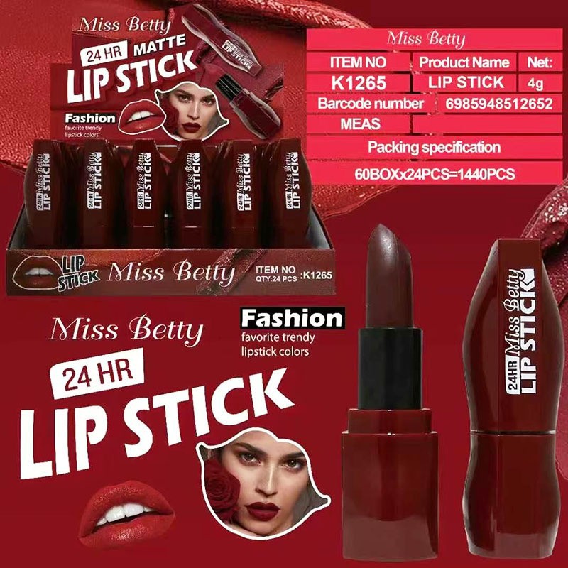 Lápiz Labial Miss Betty Nuevo, Comercio Exterior Transfronterizo, Color Único, 6 Colores, Brillo Labial, Dos en Uno, Maquillaje 2 en 1