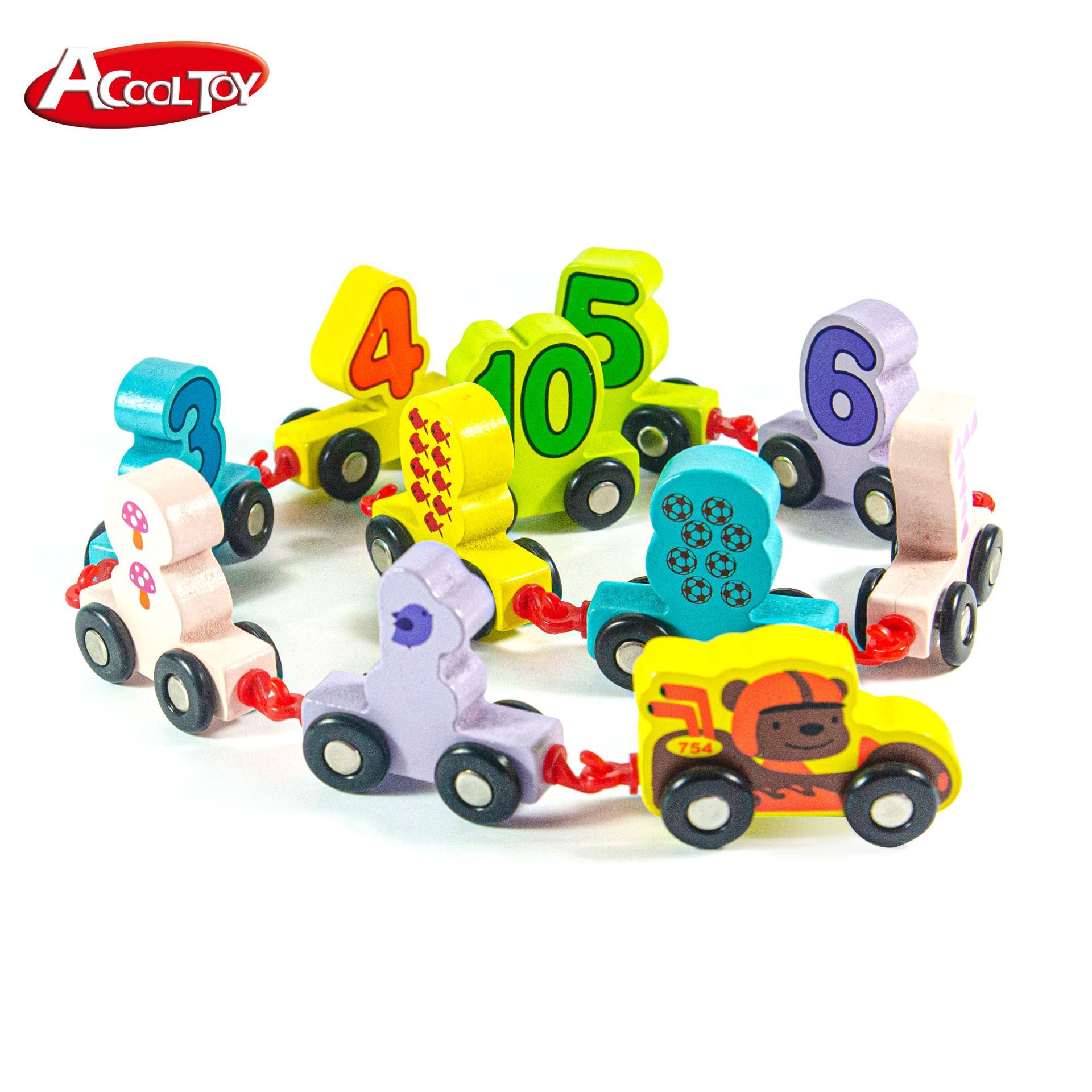 Desmontaje y montaje de los niños tren digital educación temprana arrastre coche de juguete bloques de construcción de inteligencia al por mayor juguetes de madera comercio exterior