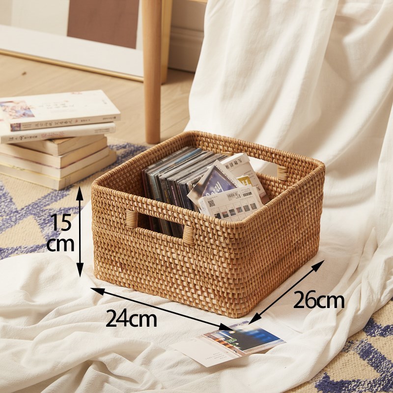 ベトナム秋籐手作り収納バスケットデスクトップ雑貨バスケット長方形おもちゃスナック衣類収納ボックス