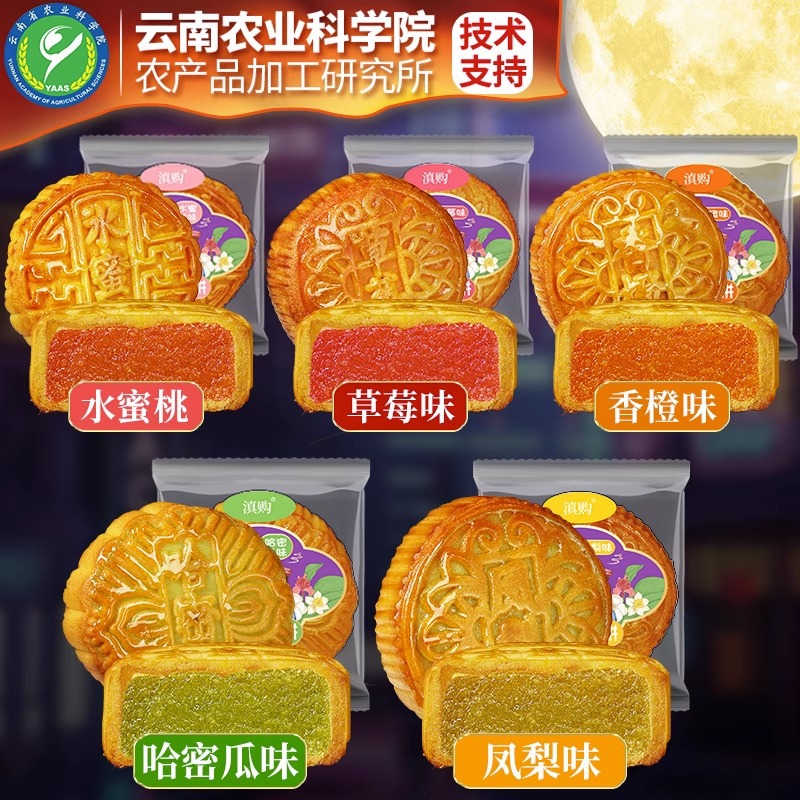 Nongyuan Fruit Mooncakes 100g Multi-Fruit Flavor Fill Large Mooncake Mid-Autumn Gift Box for Group Purchase and Wholesale