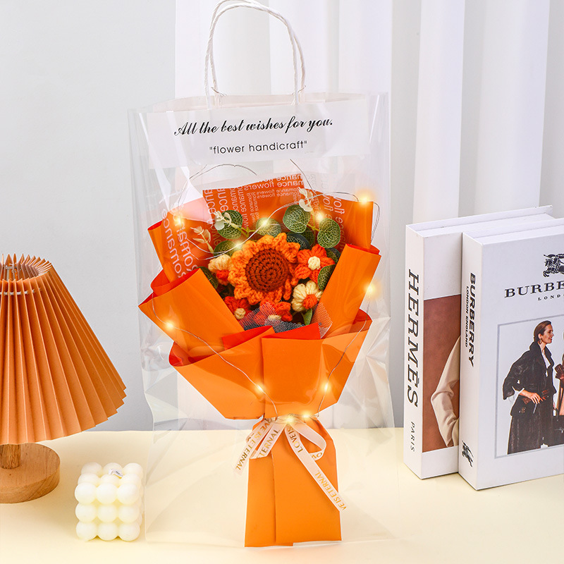 520 día de San Valentín confección de flores de lana tejida a mano buquet productos terminados para esposa novia regalo del día del maestro