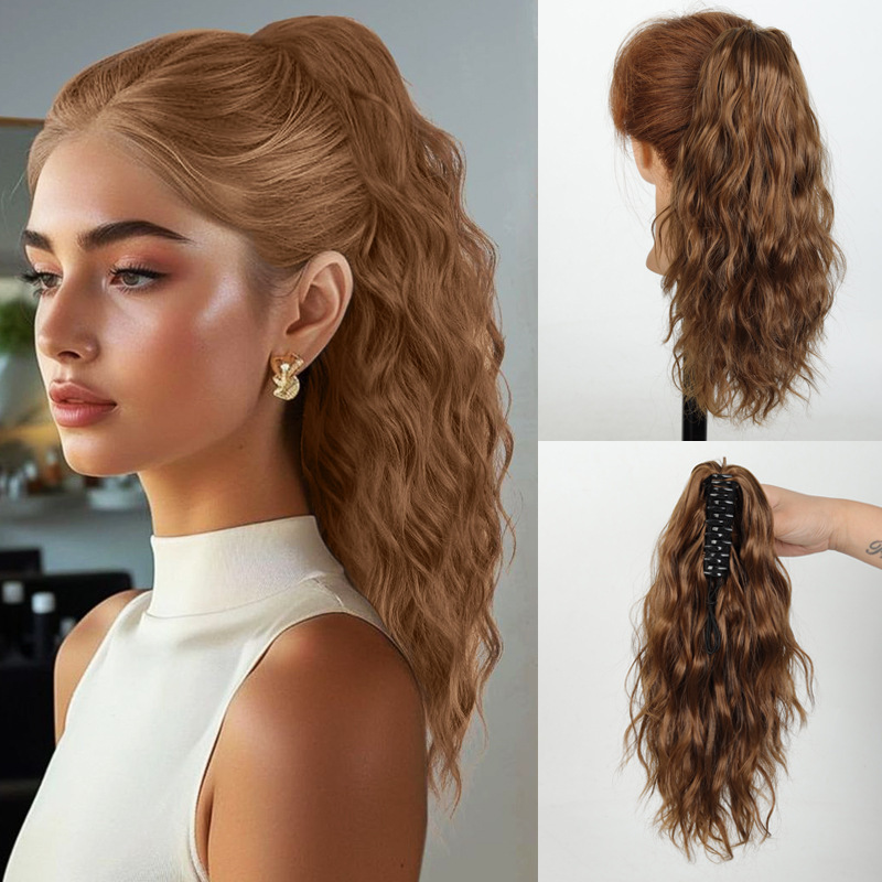 Short Curly Hair Claw Clip Ponytail Synthetic Drawstring Pony_voghion.com