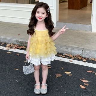 女童夏季吊带蛋糕裙子2026新款儿童夏款纱裙夏装女宝宝衣服洋气款