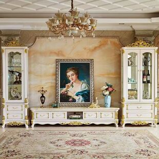Household European Wine Cabinet Solid Wood Glass Wall Display Cabinet Restaurant Double Door Combination Storage Living Room Decorative Cabinet Simple