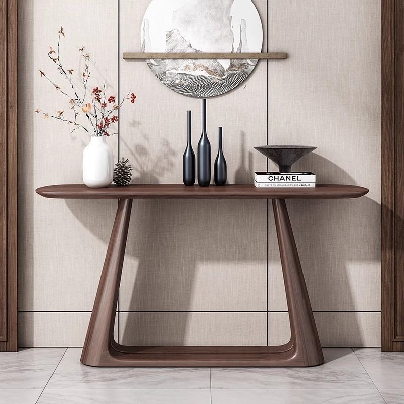 New Chinese-Style Console Table Against the Wall, Entryway Table, Hallway Black Walnut Color Entryway Table, Simple Solid Wood Narrow Side Table