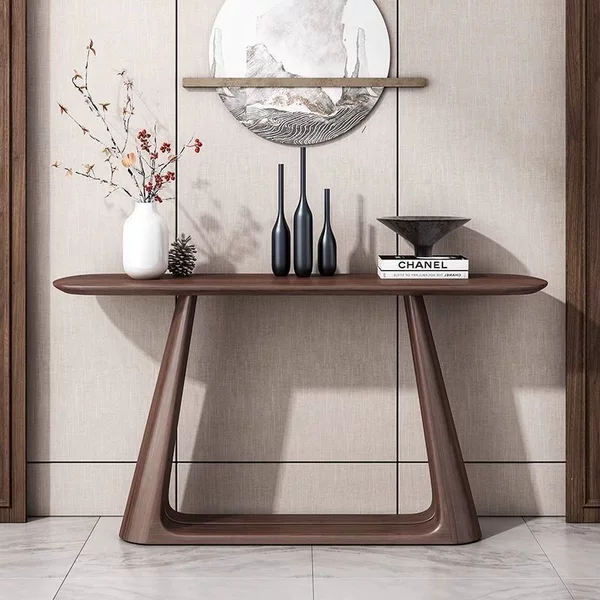 New Chinese-Style Console Table Against the Wall, Entryway Table, Hallway Black Walnut Color Entryway Table, Simple Solid Wood Narrow Side Table