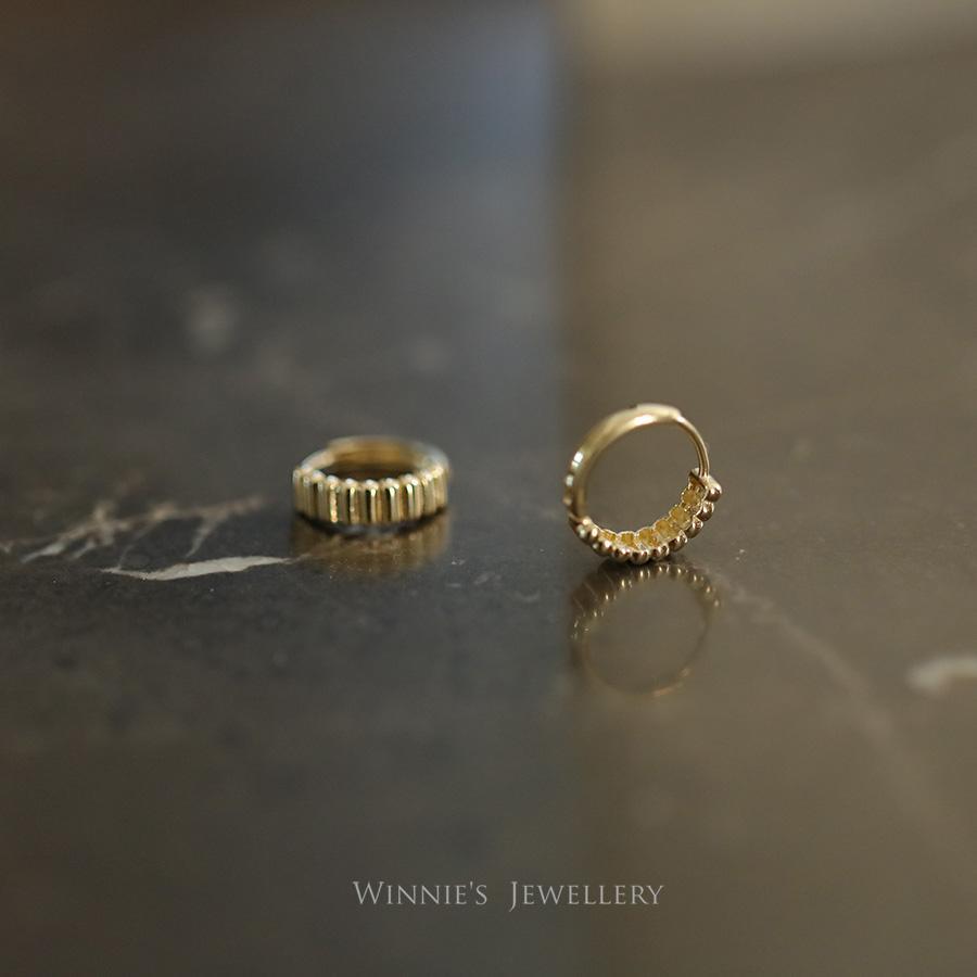 Vintage Satin Pattern Hoop Earrings 925 Sterling Silver Gold Plated_voghion.com