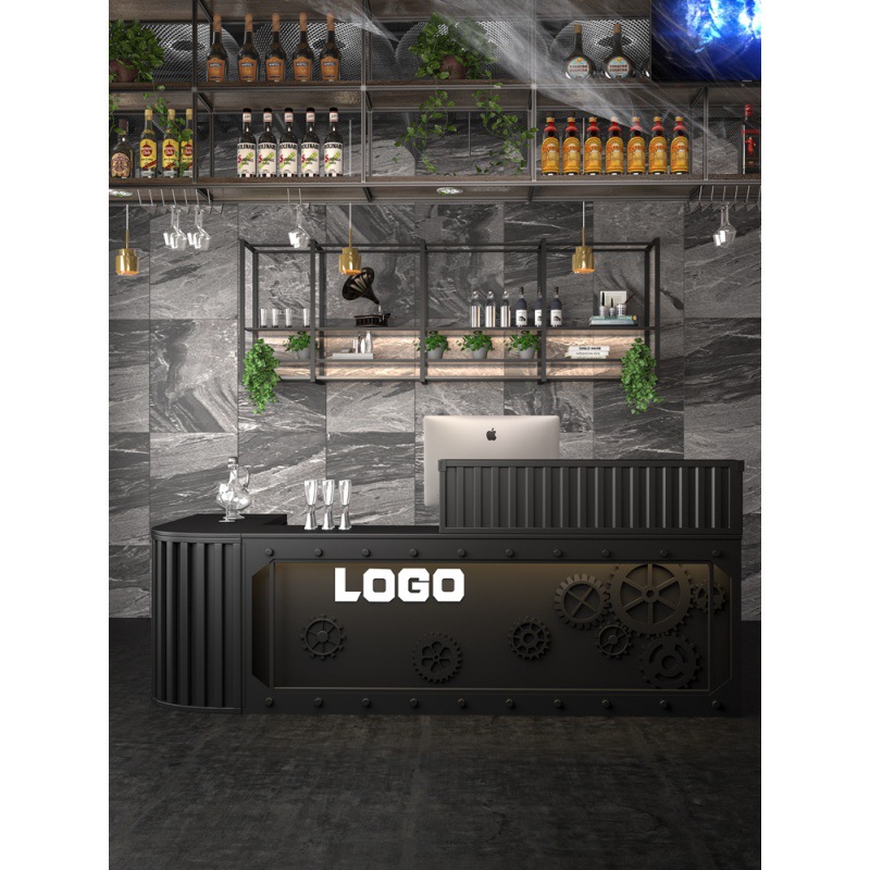 loft工业风入户吧台收银台金属复古怀旧酒吧台服装店柜台接待前台