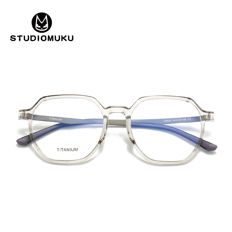 STUDIOMUKU gafas frescas de madera elegante puro titanio transparente polígono marco gafas vintage image 3