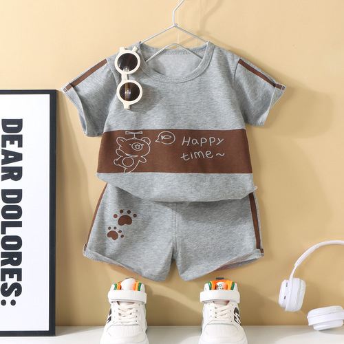 Children's short-sleeved suit, thin T-shirt shorts for boys and girls, summer infant clothes, summer children's clothes 1-5-7